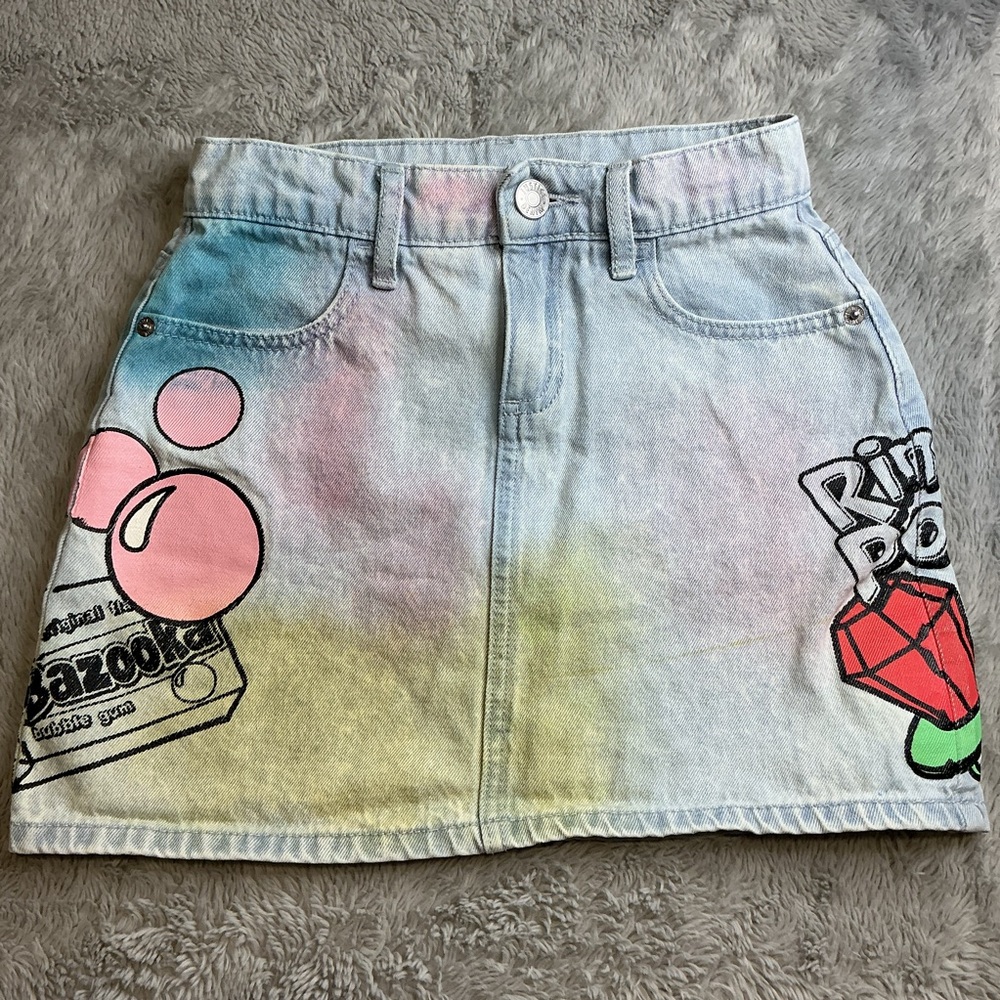 Justice girls ring pop collab denim skirt size 10 high rise skort